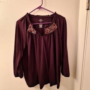 Burgandy St Johns Bay Peasant Tshirt Top